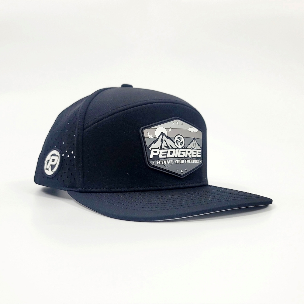 Pedigree SW | 6-Panel Waterproof Snapback Hat with 3D PVC Patches - Black